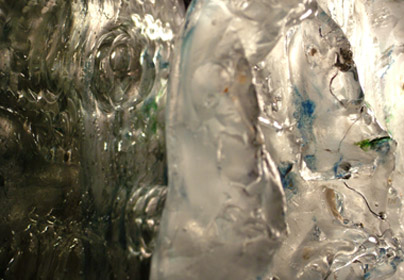 Cast glass with includes, reflected